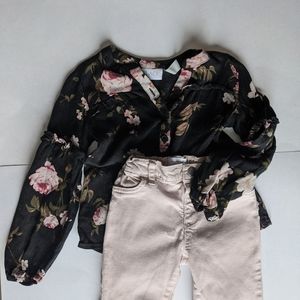 4 T Floral shirt & beige pants Children's Place